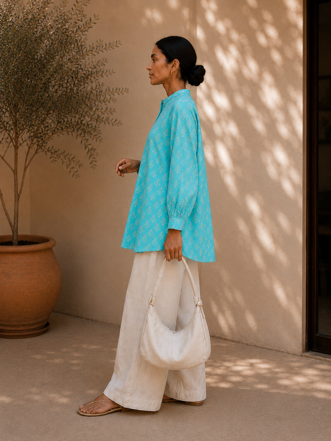Firozi Pure Cotton Style A-Line Shirt