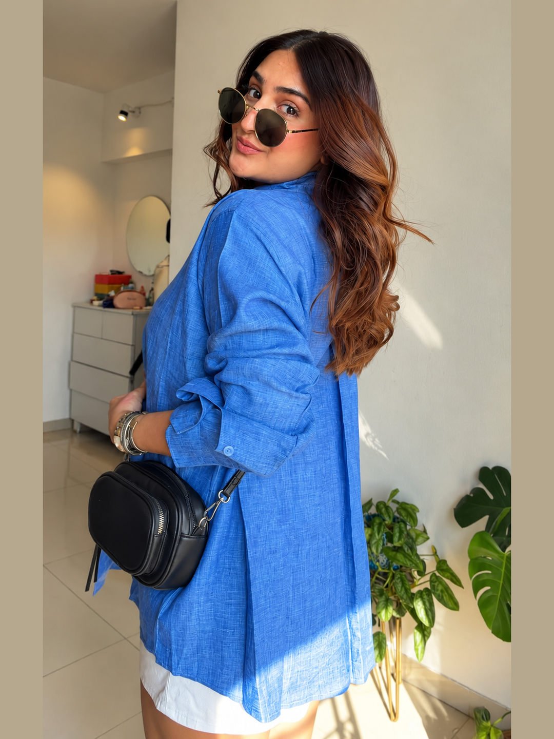 Shop Lush Layers’ Royal Blue Pure Linen Shirt for women. Crafted from breathable 60 lea linen for effortless office and weekend dressing.
Royal Blue Pure Linen Shirt for Women – Lush Layers