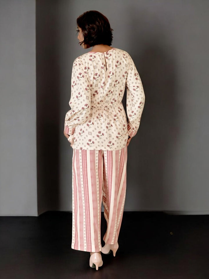 Brown A Viscose Tie-up Twin Set