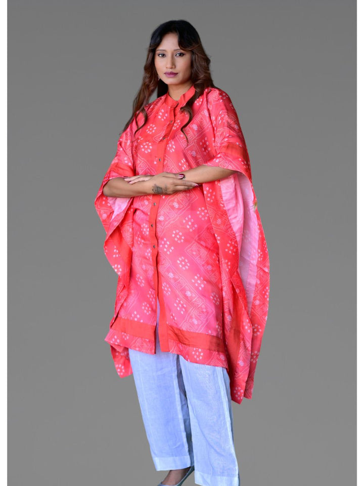 Red Bandhani Blossom Kaftan