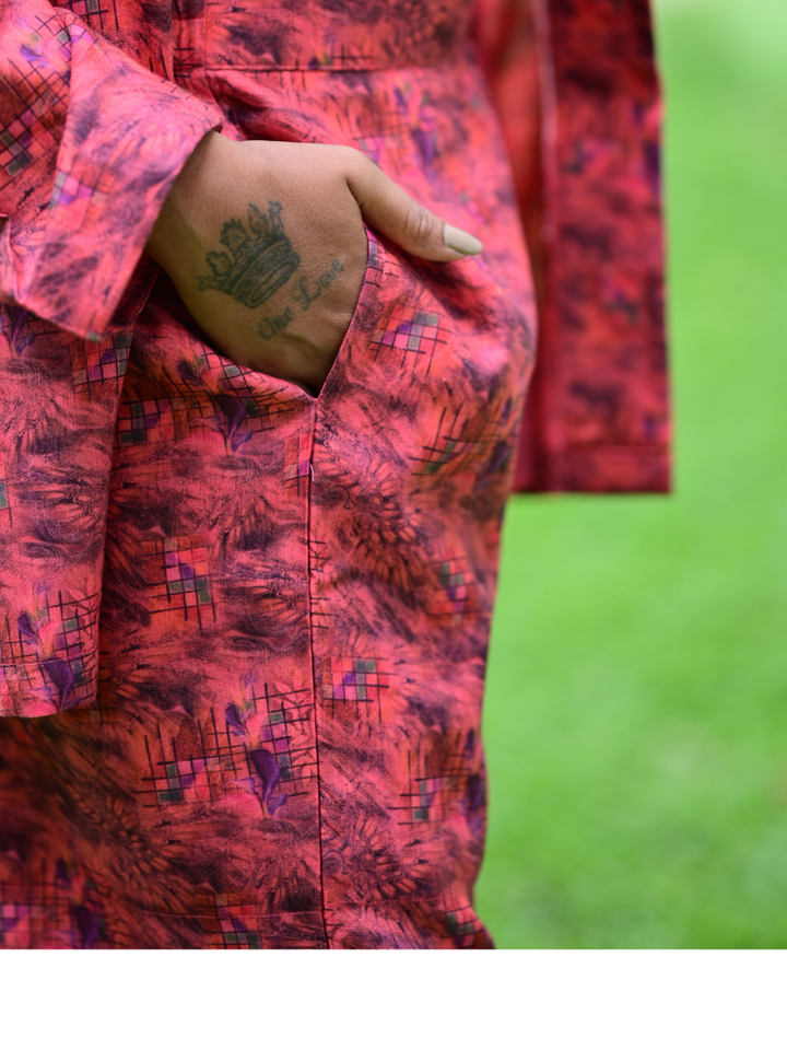 Serene Red Linen Set, three piece outfits for women, co ord sets women, coord set women, ladies co ord sets, co ord sets women, coords women, coord set for women, co ord, crop top co ord sets, ethnic co ords, ethnic co ord set women, co ord dress set, co ord sets for summer, co ord set women's party, co ord set women ethic, co ord sets women ethnic, Linen co ord set, red co cord set, jacket coords set