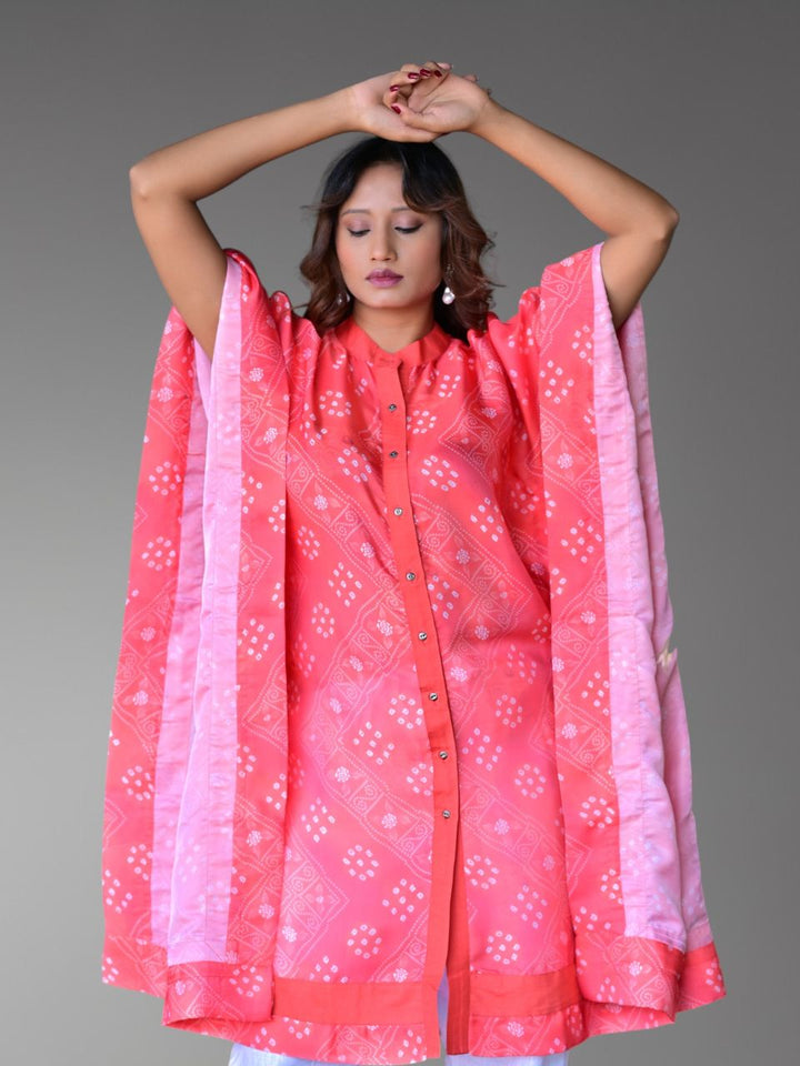 Red Bandhani Blossom Kaftan