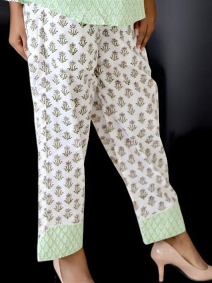  Green Motives Cotton Bottom Wear, cambric cotton pant, green pajamas
