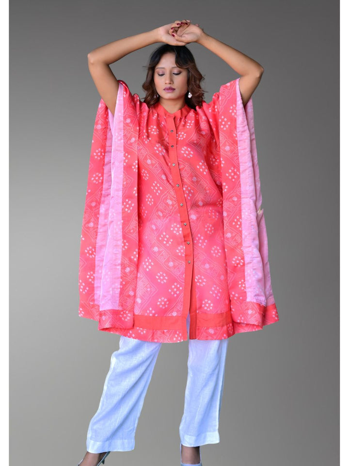 Red Bandhani Blossom Kaftan