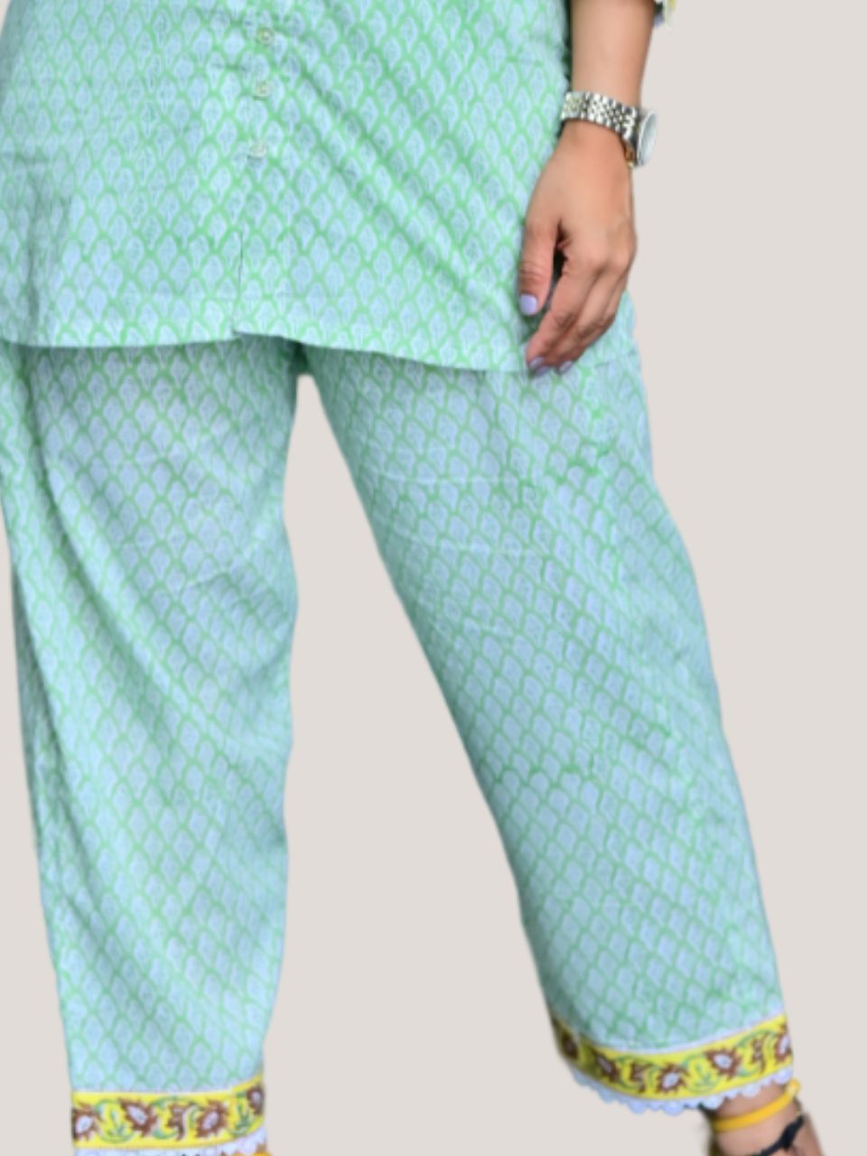 Green Cambric Cotton Bottom Wear, cambric cotton pant, green pajamas