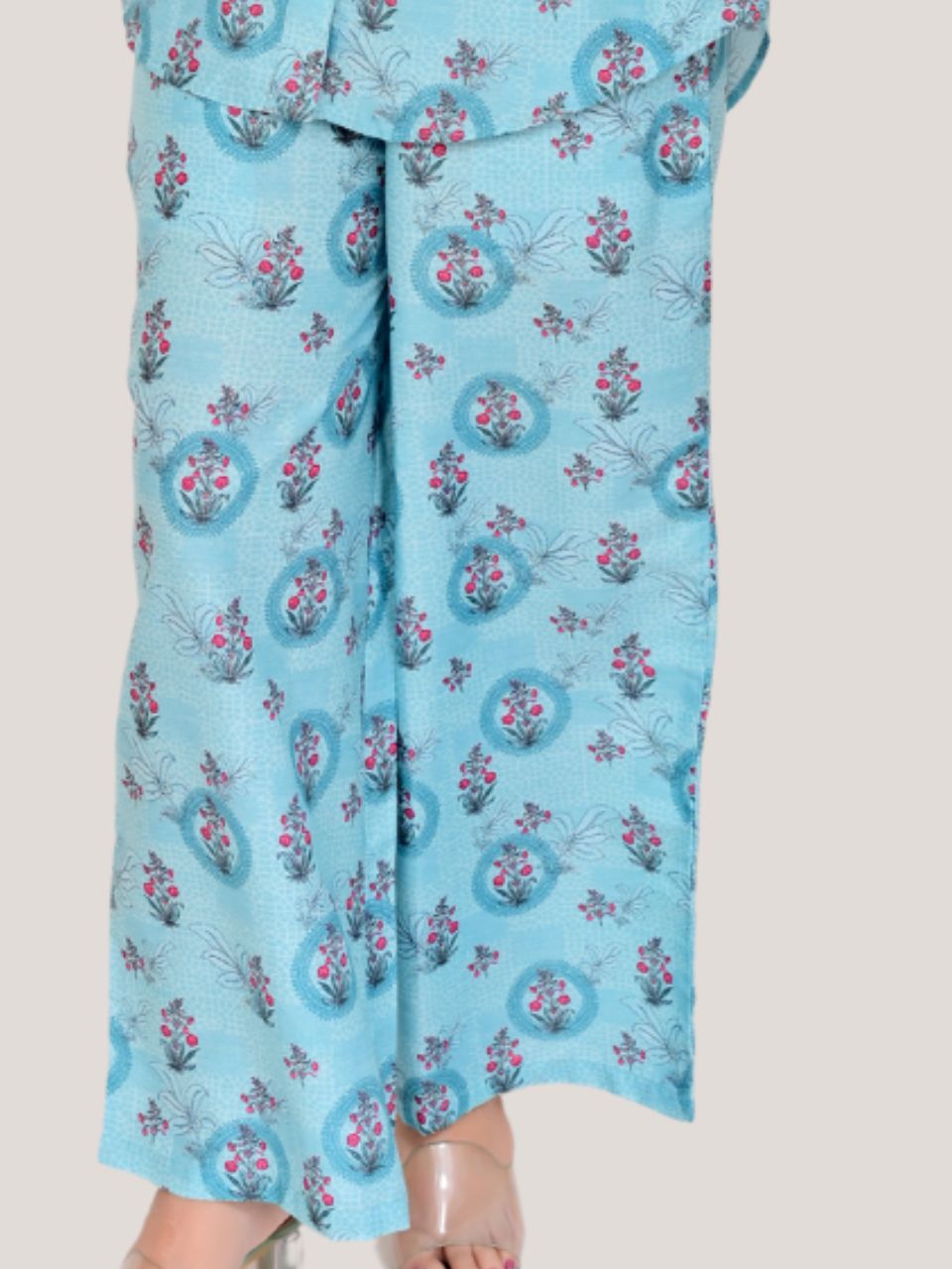  Ethnic Print A Bottom Wear, muslin cotton  pant,  light turquoise pajamas
