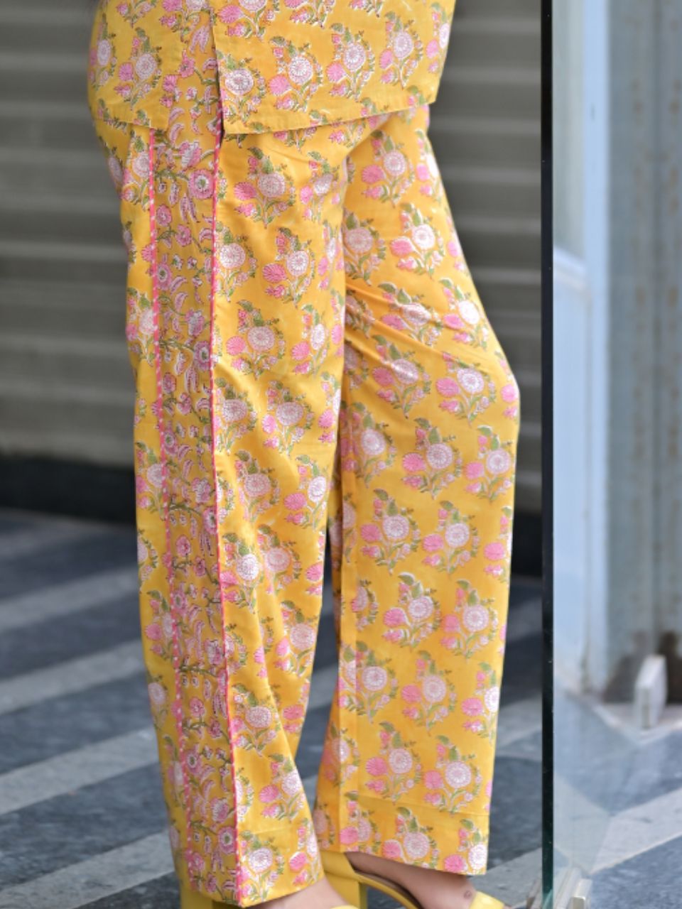 Yellow Garden Bottom Wear, cotton pajamas, printed trousers, yellow bottoms