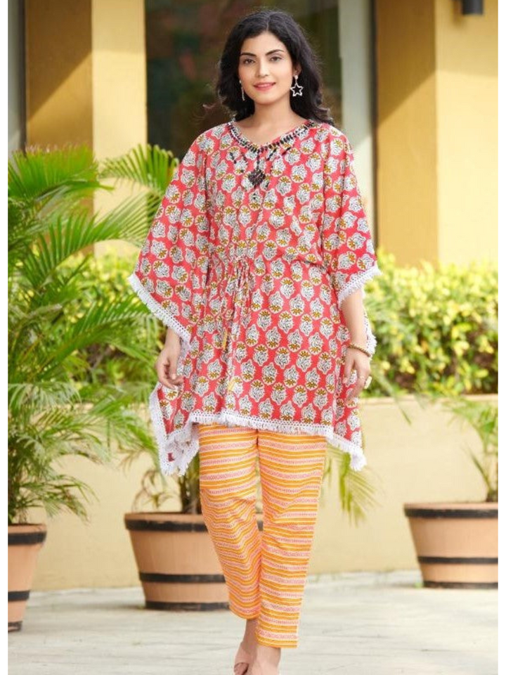 Red Orange Babette Kaftan Set