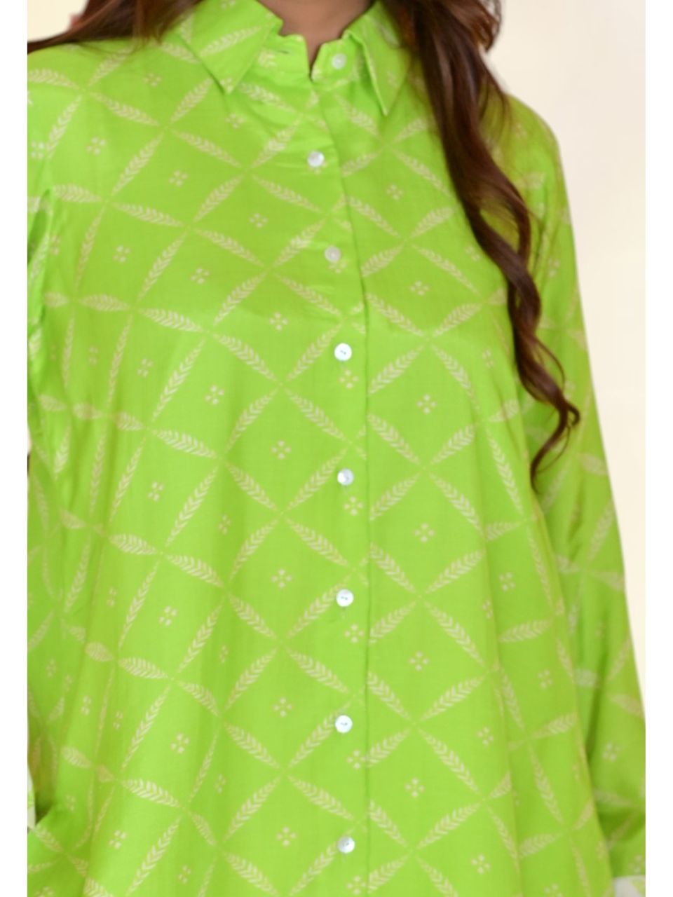 Green Muslin Meadow Shirt, muslin fabric shirt, green shirts, long shirts, indowestern shirts, modern ethnic shirts