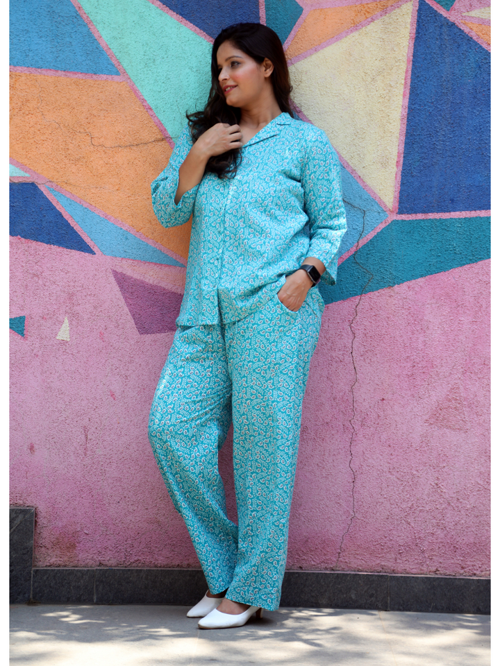 A Petals in blue Co-ord Set