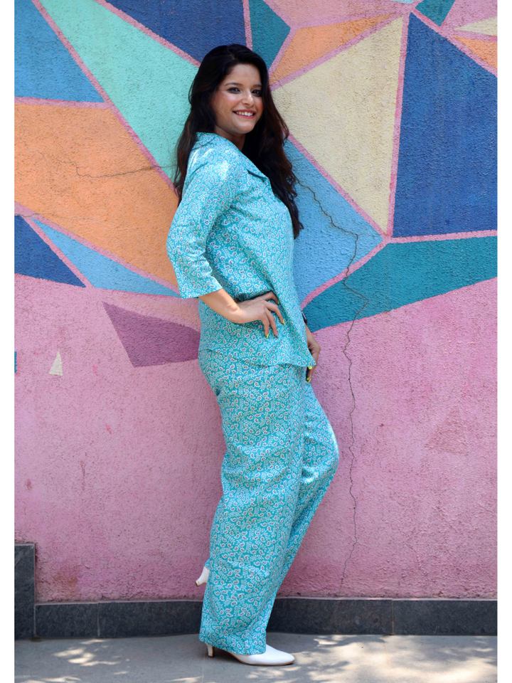 A Petals in blue Co-ord Set