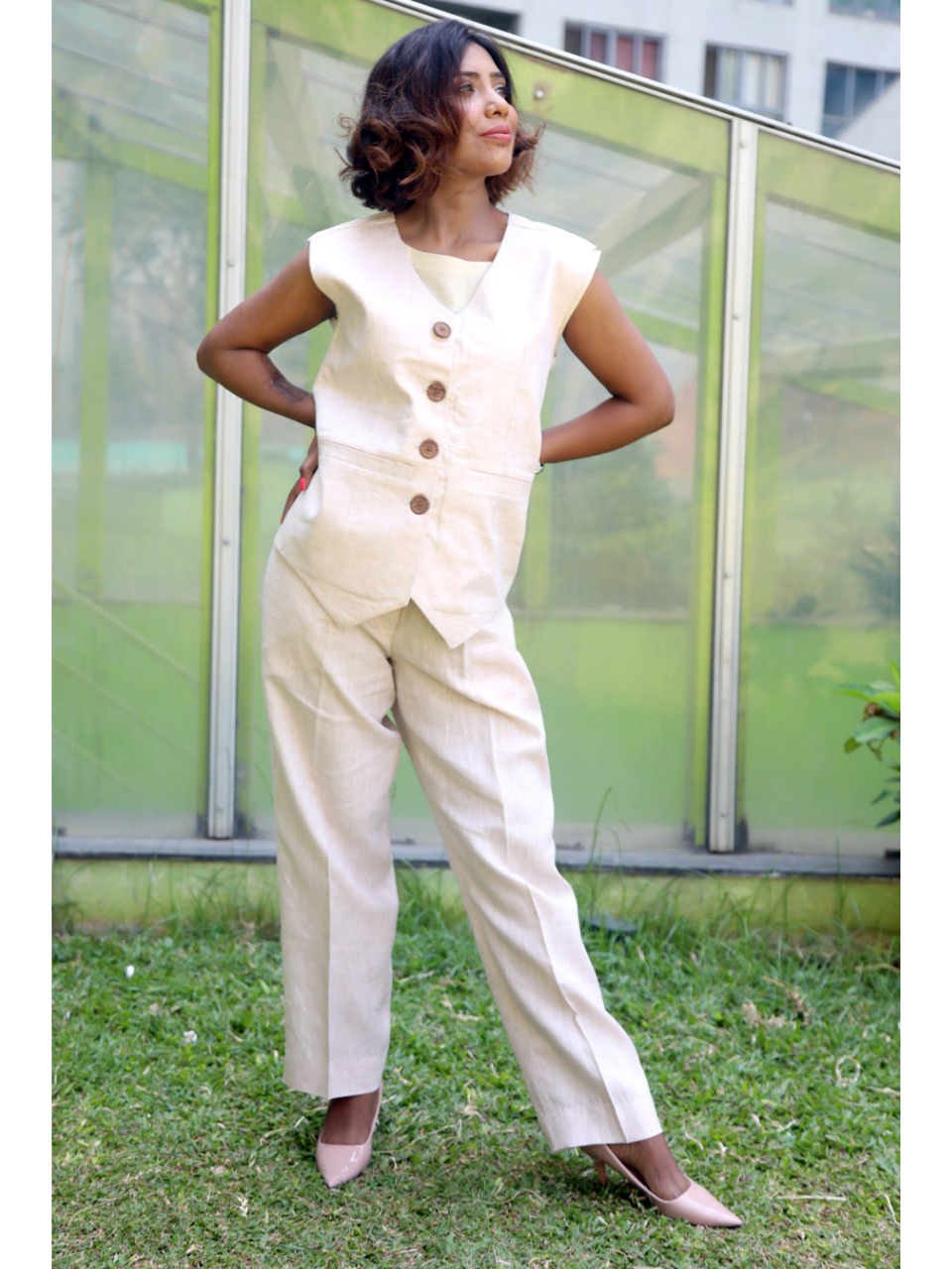 Gentle Beige Pure Linen Co ord Set LUSH LAYERS Gentle Beige Pure Linen Co ord Set LUSH LAYERS