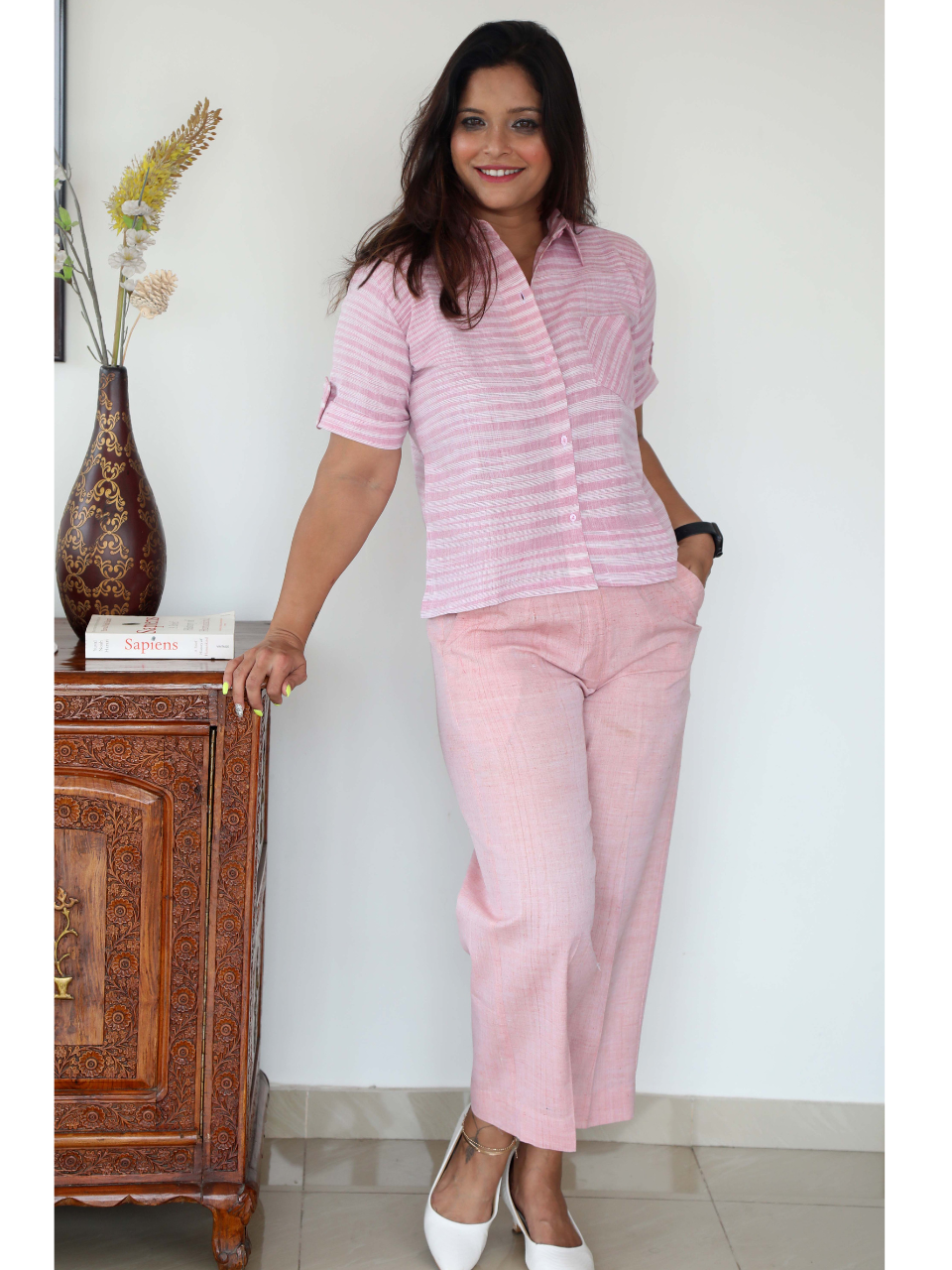 khadi co ord set, pink co cord set,Pongal sale, Lohri sale