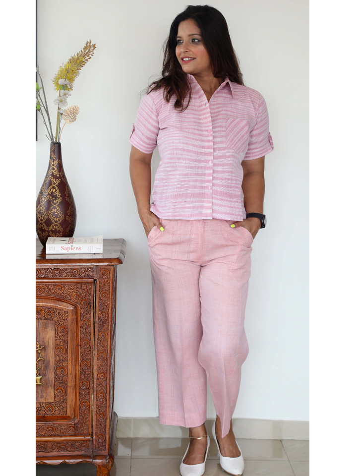 khadi co ord set, pink co cord set,Pongal sale, Lohri sale