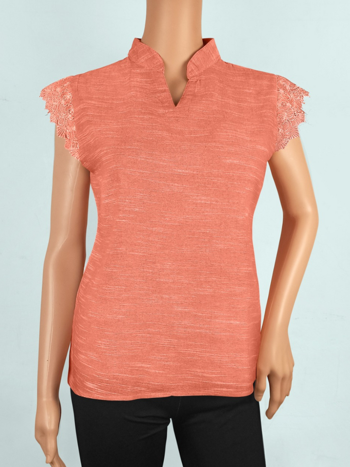 Slub Cotton Brick Rust Blouse