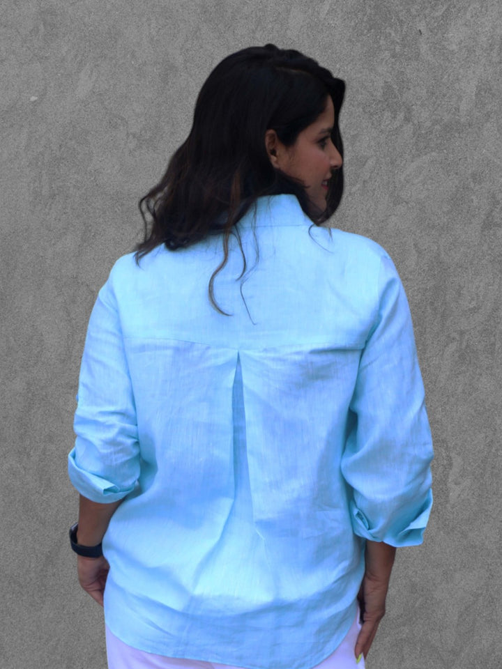 Blue Pure Linen Shirt