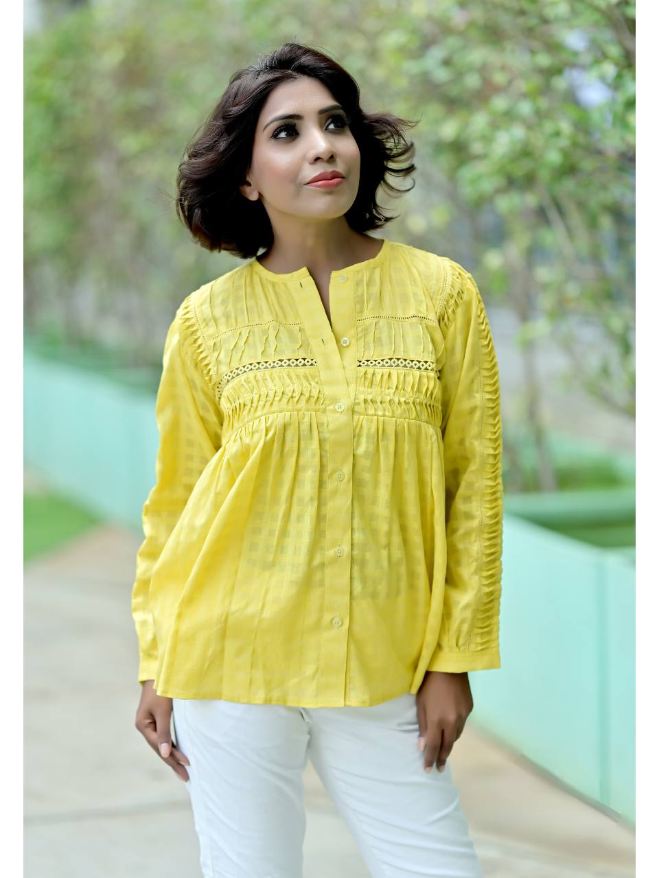 Yellow and blue sales tops