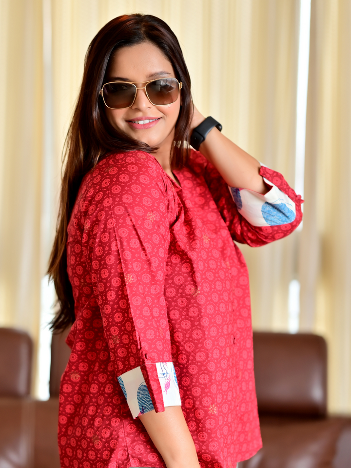 ladies t shirts, t shirts for women, shirts for women, women shirts, ladies t shirts and tops, womens shirts, blue t shirt women, crop t shirts for women, crop shirts for women, down shoulder t shirt, women crop shirt, women in red shirts, crop shirt online, crop top and shirts, long shirts, shirts long, party wear long tops on jeans, cambric cotton shirts for women, cambric cotton shirt for women, red shirt for women, motive red foil shirt