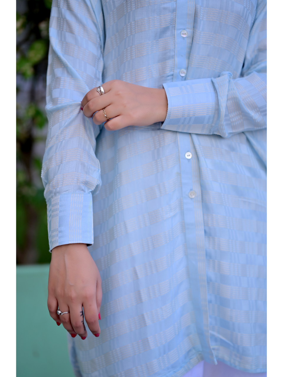 Silk Pastel Blue Long Kurti Shirt – LUSH LAYERS