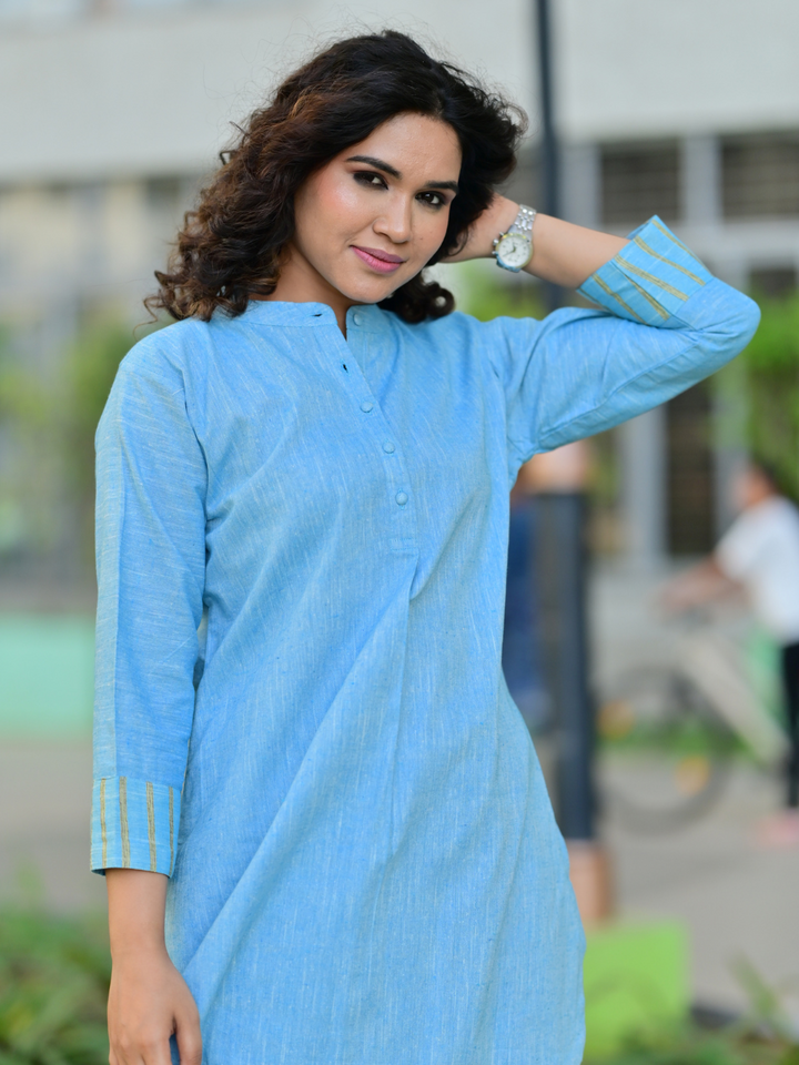 Blue Cotton Linen Co-Ord Set