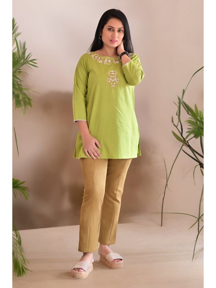 Green Embroidered Kurti Top ladies kurtis, kutris for women,  women  kurtis, ladies  kurtis and tops, womens kurtis, Green kurti for women, down shoulder kutris for women, women in Green kurtis, kurtis online kurtis,  cotton kurti, party wear short Kurtis on jeans, Shirt Kuties, Long Kurtis, summer kurtis, embroidery kurtis, indian kurtis, elegant kurtis, designer kurtis